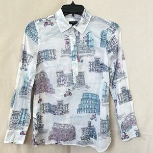 Talbots Petite Roman Holiday Colosseum Scooter Henley Shirt Size P (XS) Charming